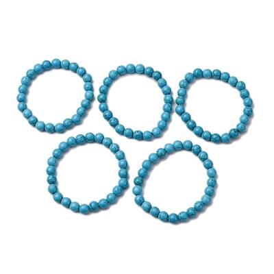Synthetic Turquoise Beaded Stretch Bracelets