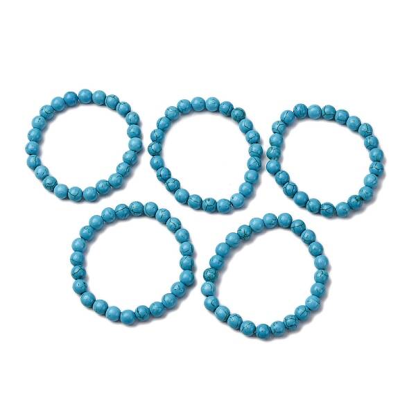 Synthetic Turquoise Beaded Stretch Bracelets
