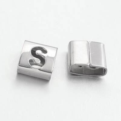 Tarnish Resistant Letter Style 201 Stainless Steel Square Slide Charms