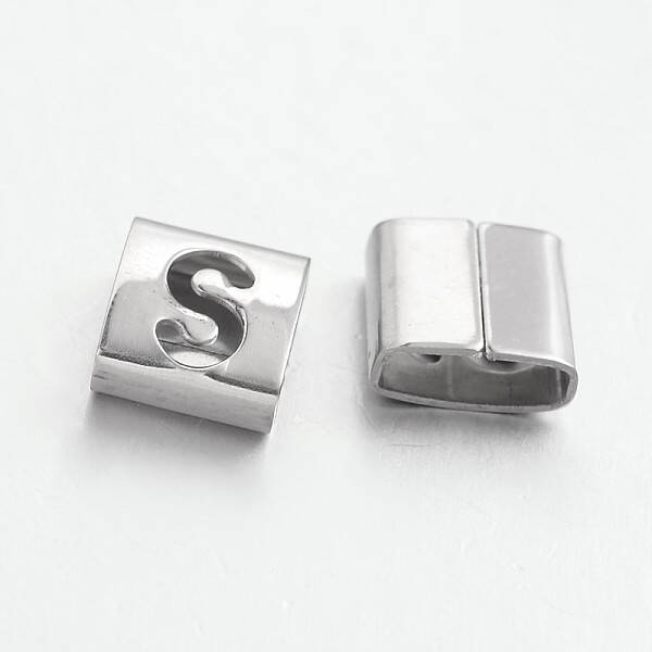 Tarnish Resistant Letter Style 201 Stainless Steel Square Slide Charms
