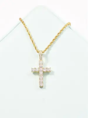 Fashionable Street Trend Rhinestone Cross Pendant Matching Necklace, Chic Trendy Mexican Necklace, Iced out Jewelry & Goth Ac...