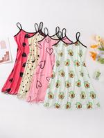 Women's Cartoon Print Contrast Binding Cami Nightdress, Casual Soft Comfortable Sleeveless Nightgown for All Seasons, Lady's ...