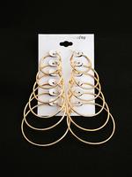 6 Pairs Simple Plain Minimalist Metal Hoop Earrings, Casual Versatile Party Accessories for Women, Girl's Temperament All-mat...