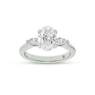 Maui Three Stone Oval Lab Grown Diamond Engagement Ring | 10K White Gold 2 7/8 CT. TW.