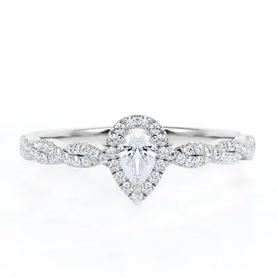 Sterling Silver Moissanite Personalized Engraving & Engagement Ring