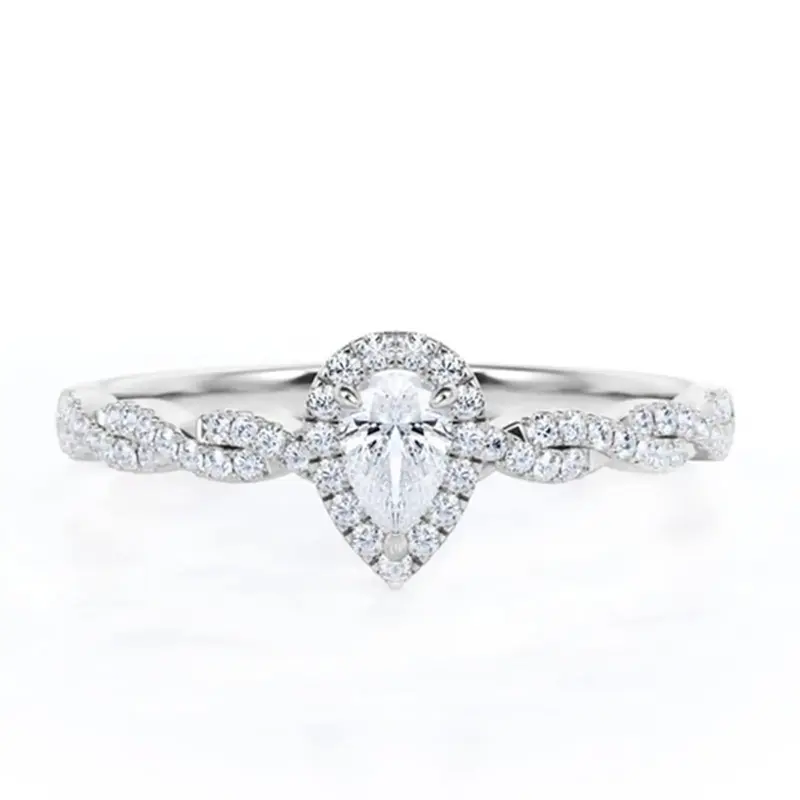 Sterling Silver Moissanite Personalized Engraving & Engagement Ring
