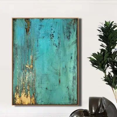 Large Abstract Original Artwork Blue Art Gold Painting On Canvas Wall Art | ACE