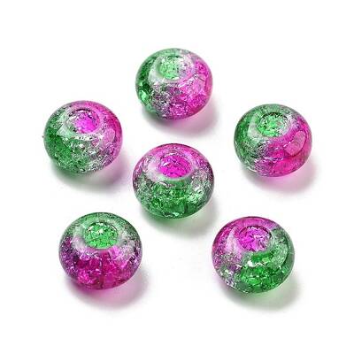 Two Tone Transparent Crackle Acrylic European Beads