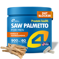 4Well Saw Palmetto for Men 900mg - High-Dose Natural Dietary Health Blend with Ashwagandha and DHEA to Support Prostate and U...