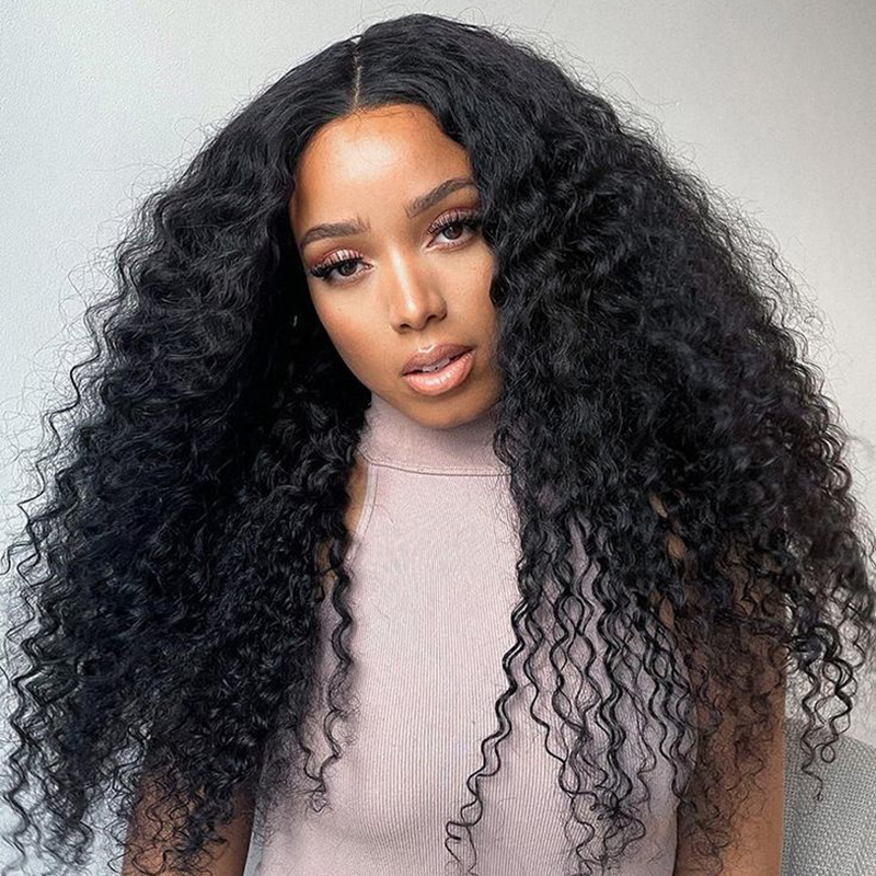 ISEE Deep Curly Wear Go Lace Front Wigs Pre-Plucked Glueless Wig with Natural Hairline