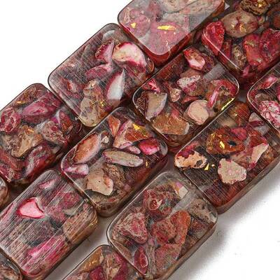 Dyed Natural Imperial Jasper with Resin Beads Strands