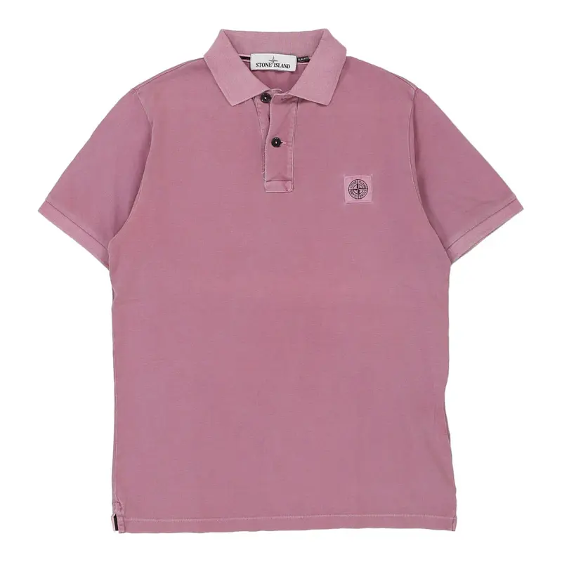 Stone Island Slim Fit Polo Shirt - Medium Pink Cotton