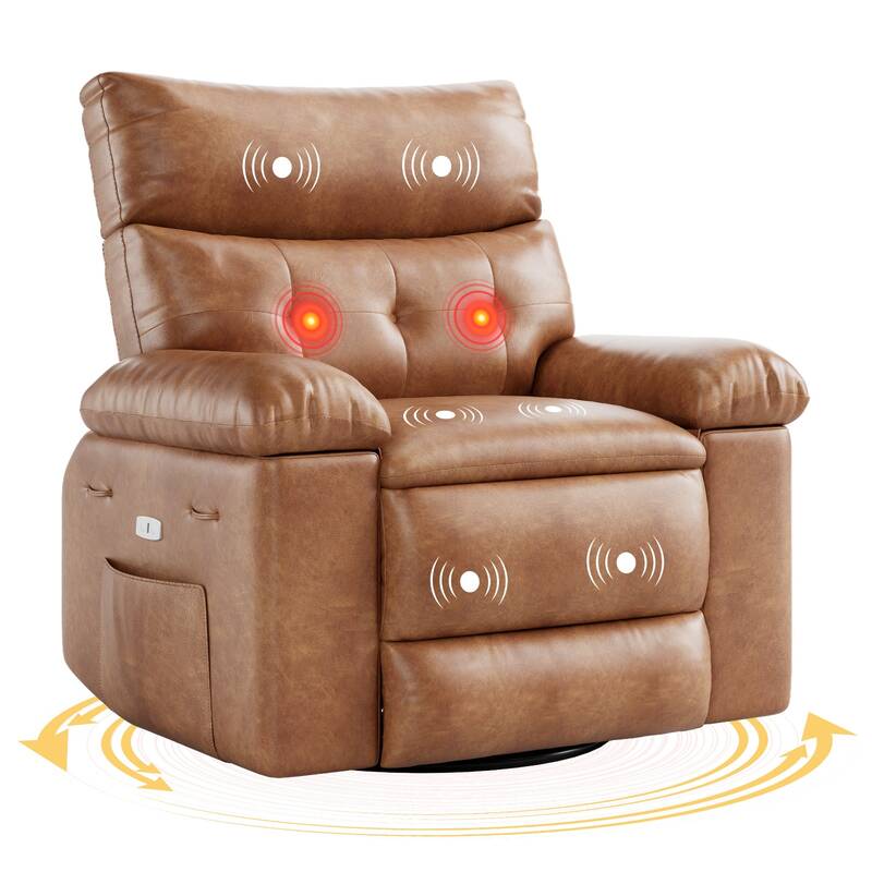 Garvee 27 Oversized Recliner Chairs with Heat and Massage, 360° Swivel Lazy Recliner Chair for Adults, Manual Rocking Chair...