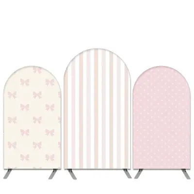 Aperturee Light Pink Bow Tie And Stripes Birthday Party Arch Backdrop Kit | Diy Chiara Backdrop Cover | Wall Backdrop Diy | D...