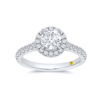 Flare Cathedral Halo Round Lab Created Diamond Engagement Ring | 18K White Gold 4 7/8 CT. TW.