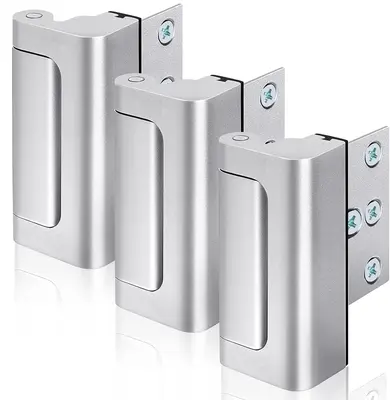 3 Pack Home Security Door Lock Withstand 800 lbs for Inward Swinging Door, Door Reinforcement Lock with 8 Screws