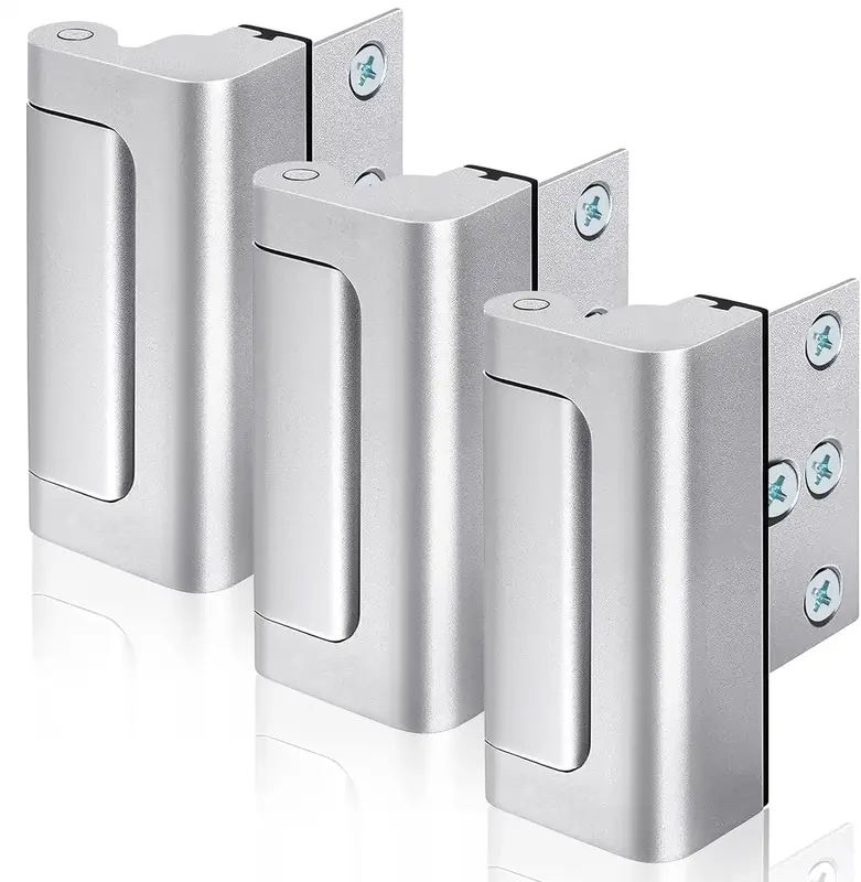 3 Pack Home Security Door Lock Withstand 800 lbs for Inward Swinging Door, Door Reinforcement Lock with 8 Screws