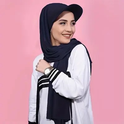 Solid Color Lightweight Scarf Stretchy Baseball Cap Hijab Middle Eastern Thin Chiffon Head Wrap Casual Outdoor Sports Headsca...