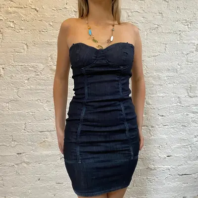 Guess Denim Dress - Small Blue Cotton