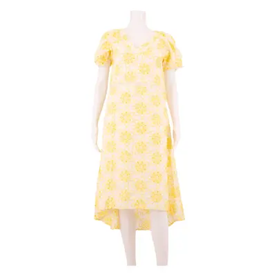 ALICE & OLIVIA Womens A-Line Dress Yellow Floral Short Sleeve Midi UK 8