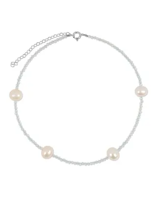 Grady Anklet - Multiple Colors | Metal Color: Silver | Gemstone: Aquamarine