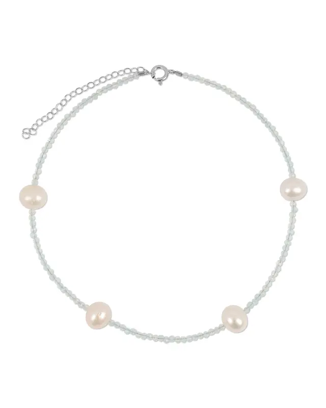 Grady Anklet - Multiple Colors | Metal Color: Silver | Gemstone: Aquamarine