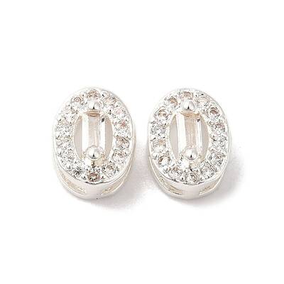 Brass Micro Pave Clear Cubic Zirconia Beads