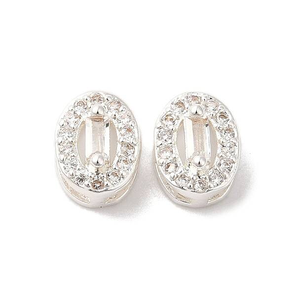 Brass Micro Pave Clear Cubic Zirconia Beads