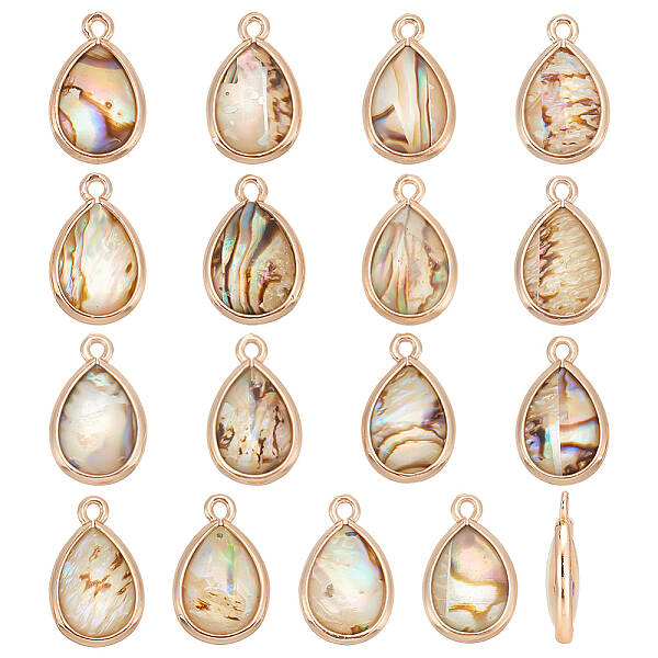 16Pcs Natural Paua Shell Pendants