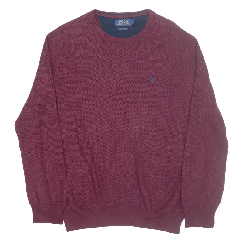 POLO RALPH LAUREN Mens Jumper Maroon Tight Knit L