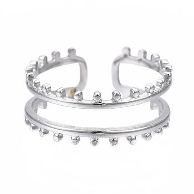 Non-Tarnish 304 Stainless Steel Double Line Open Cuff Ring