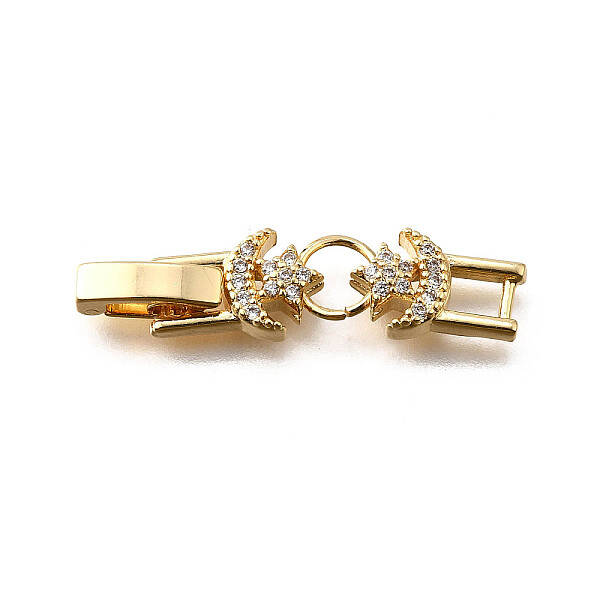 Brass Micro Pave Clear Cubic Zirconia Fold Over Clasps
