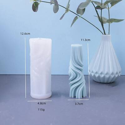 Column with Wave DIY Candle Silicone Molds
