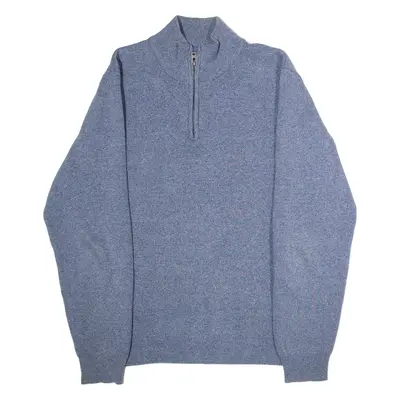 DIESEL Mens Jumper Blue 1/4 Zip Tight Knit L