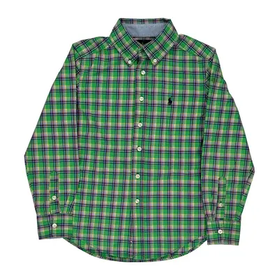 Age 8 Ralph Lauren Checked Shirt - Small Green Cotton | Size: small