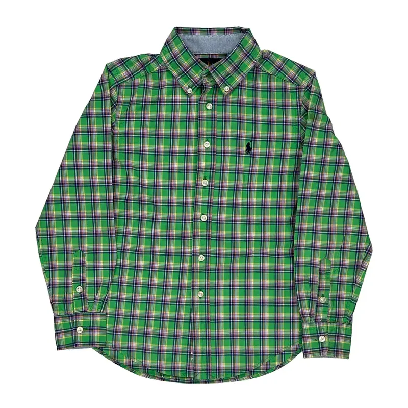 Age 8 Ralph Lauren Checked Shirt - Small Green Cotton | Size: small