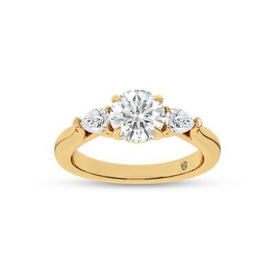 Bruges Three Stone Round Lab Grown Diamond Engagement Ring | 10K Yellow Gold 4 1/5 CT. TW.