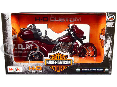 2021 Harley Davidson CVO Tri Glide Motorcycle Dark Red Metallic H-D Custom 1/12 Diecast Model by Maisto