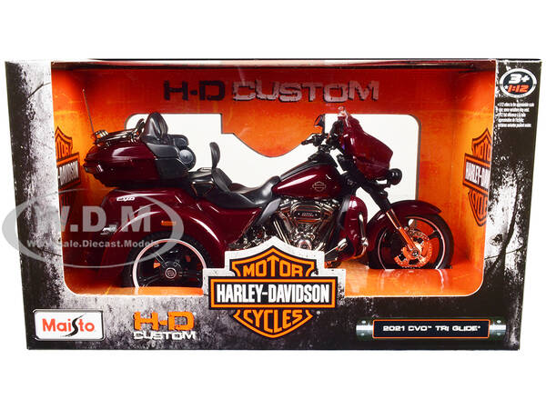 2021 Harley Davidson CVO Tri Glide Motorcycle Dark Red Metallic H-D Custom 1/12 Diecast Model by Maisto