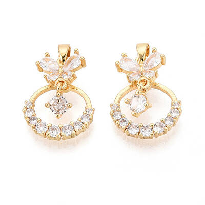 Brass Micro Pave Cubic Zirconia Pendants
