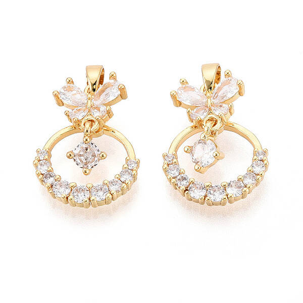 Brass Micro Pave Cubic Zirconia Pendants