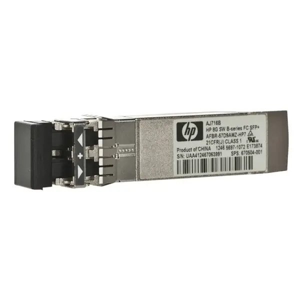 AJ716B#0D1 HP B-Series 8Gb/s 8GBase-SR Multi-Mode Fibre 850nm 300m Fibre Channel Duplex LC Connector SFP+ Transceiver Module