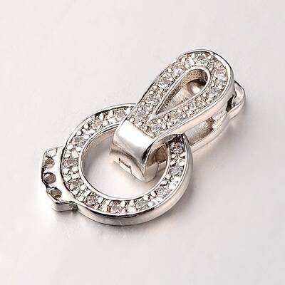 Brass Micro Pave Cubic Zirconia Fold Over Clasps
