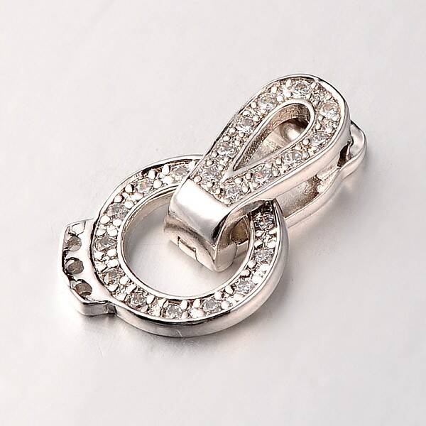 Brass Micro Pave Cubic Zirconia Fold Over Clasps