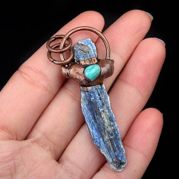 Kyanite with Metal Pendants