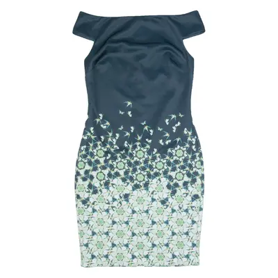 TED BAKER Womens Pencil Dress Blue Floral Short Sleeve Knee Length S