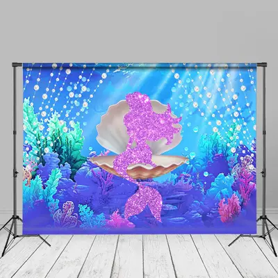 Glitter Mermaid Pearl Undersea Summer Photo Backdrop - Aperturee