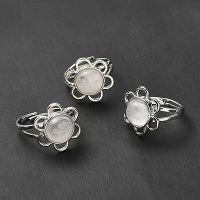 Natural Quartz Crystal Adjustable Rings