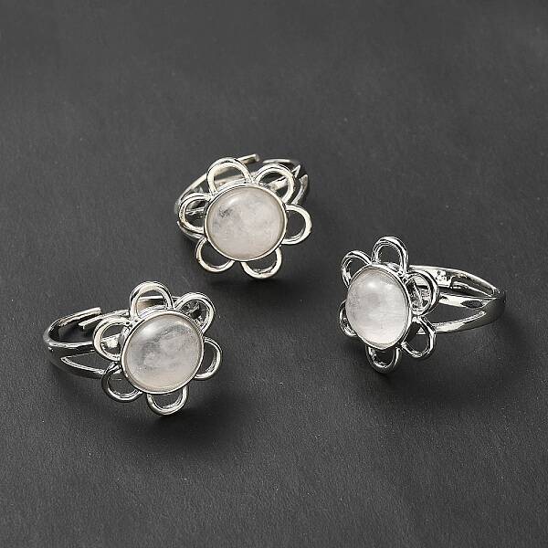 Natural Quartz Crystal Adjustable Rings