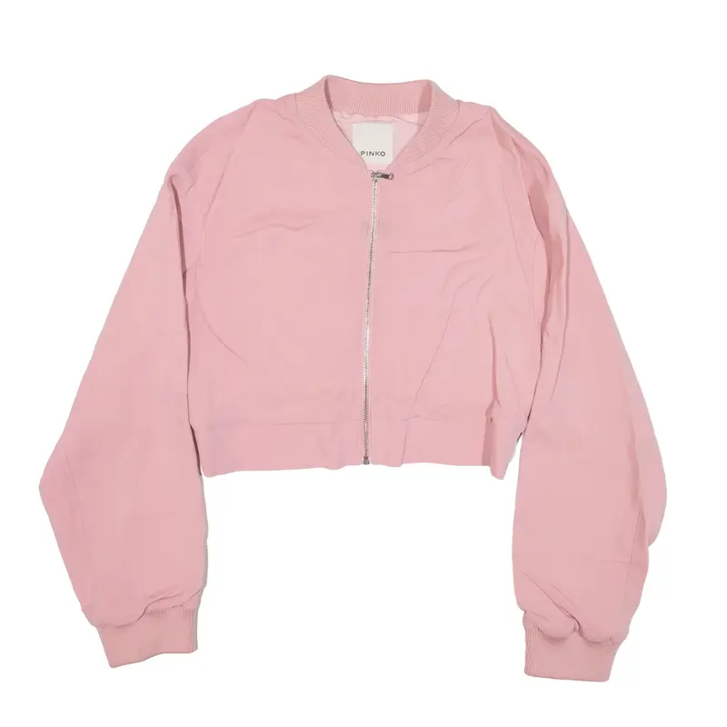 PINKO Cropped Bomber Jacket Pink Womens M
